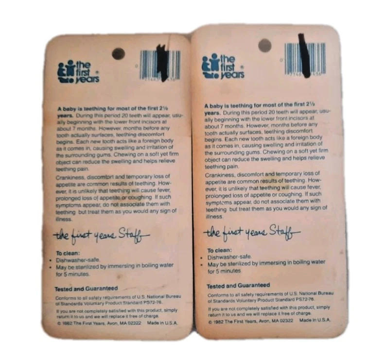 Vintage The First Years Soft Bear Teethers Teething Ring 1982 NOS Set of 2 - Image 3 of 3