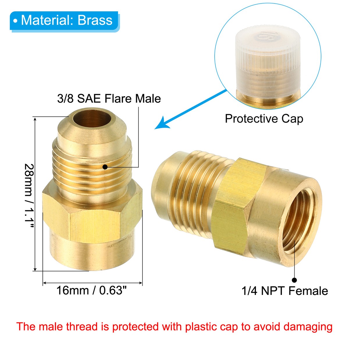 3/8SAE Flare Male to 1/4NPT Female Brass Flare Tube Fitting | eBay
