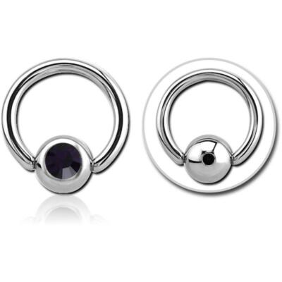 Klemmkugelring Glitzerstein Gewinde 1.6 Brustpiercing Intimpiercing Stahl