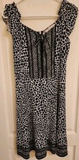  NWT Michael Kors Dress Cap Sleeve Black/ White Bow Accent Knee Length Sz S 