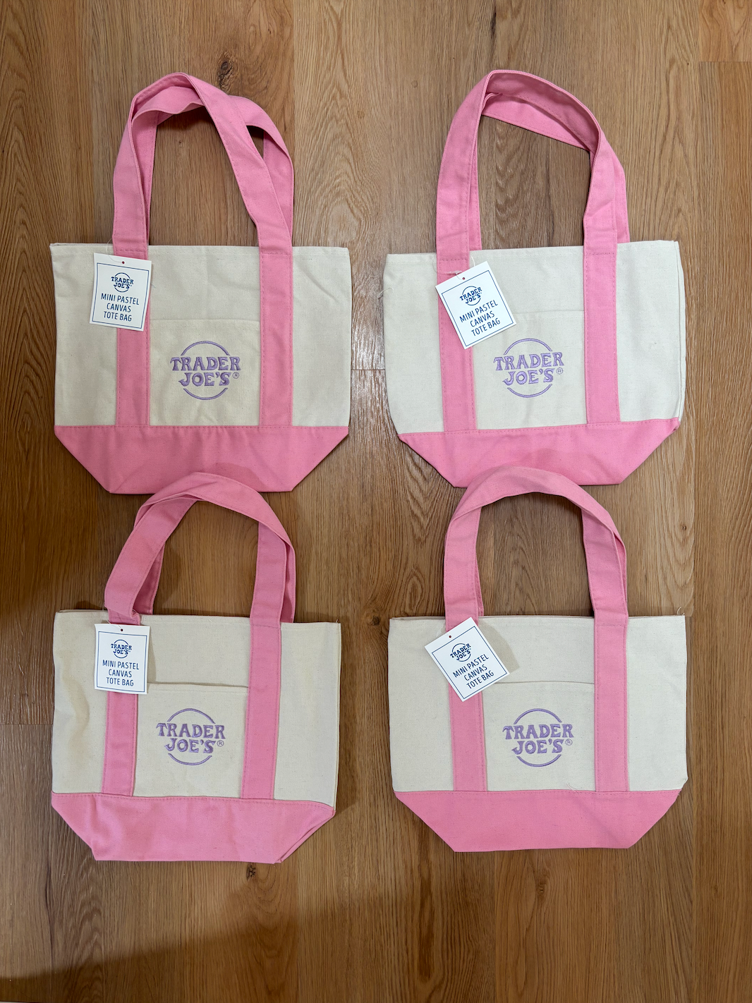 Trader Joes Pastel Mini Pink Tote Bag Limited Edition