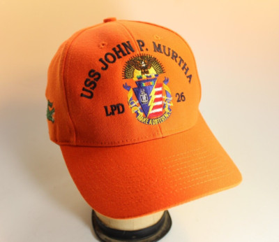 USS John P. Murtha LPD 26 OOD Strapback Embroidered Hat Cap Safety Orange