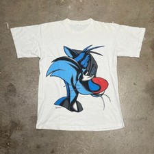 Vintage 90s Sylvester Looney Tunes t-shirt white 1994 warner bros single stitch
