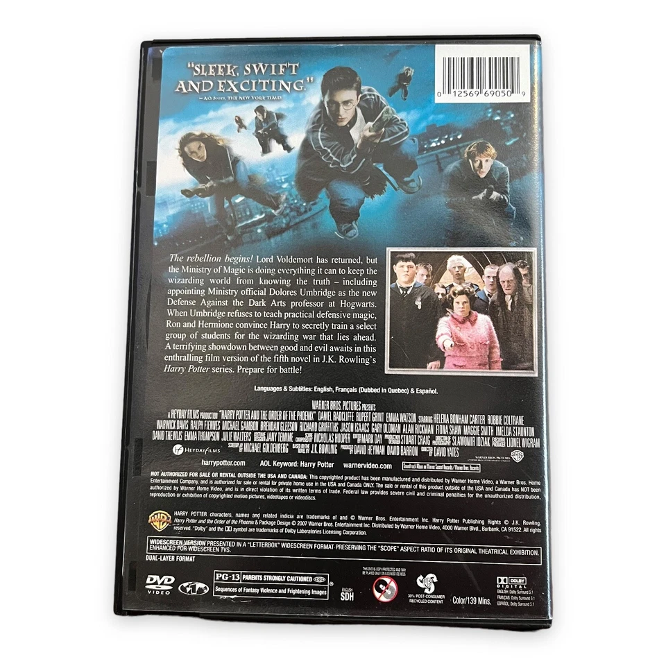 Harry Potter And The Order Of The Phoenix (DVD, Widescreen) BLOCKBUSTER - Image 2 of 4
