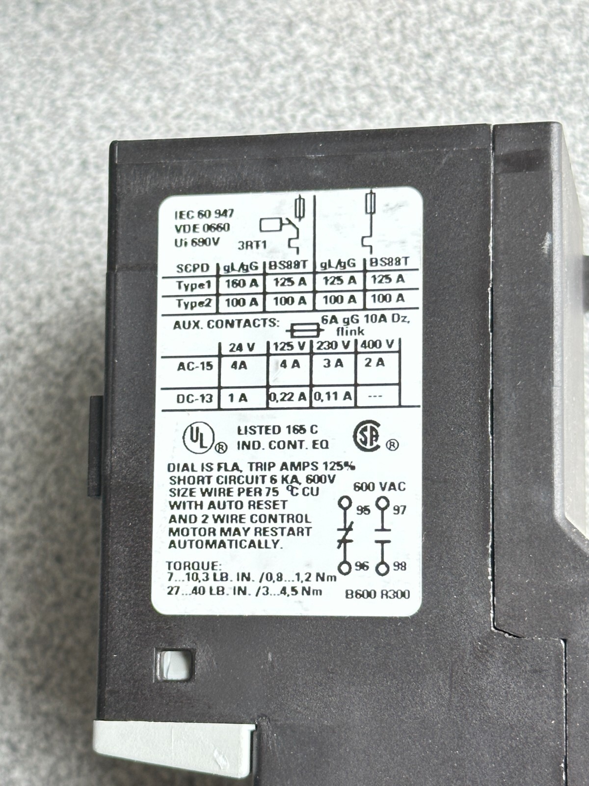NEW SIEMENS 3RB1035-1UB0 Sirius Electronic Overload Relay, 13-50 Amp, Class 10