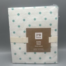Pottery Barn Teen Dottie Sheer Curtain Panel TEAL GREEN Polka Dots 44 x 108 New
