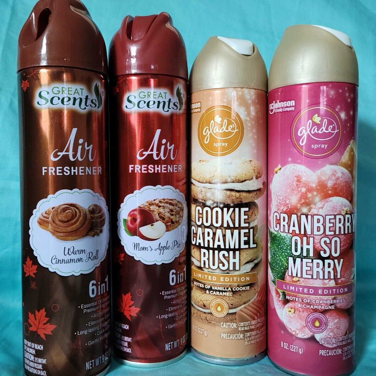 4 Glade & Great Scents Air Freshener Room Spray-Limited Holiday Sampler  FREE S&H