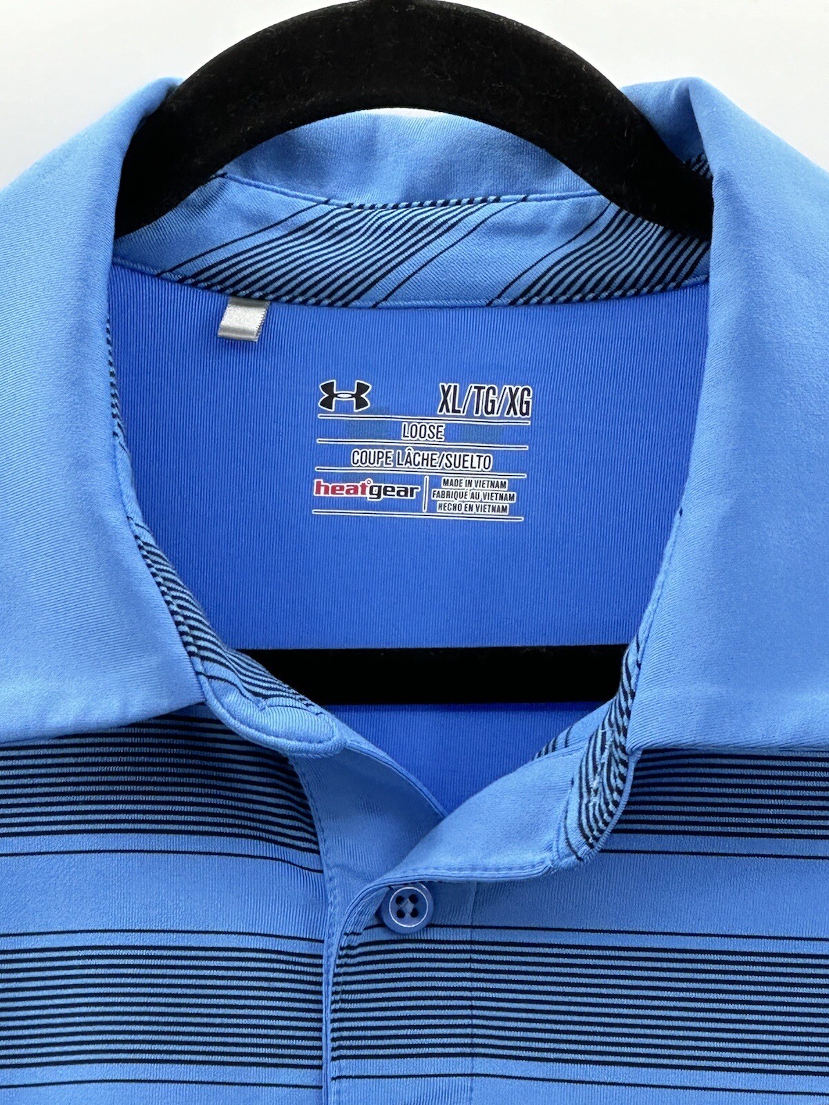 Under Armour Polo Shirt HeatGear Men's XLarge Short Sleeve Loose Striped EUC thumbnail 4