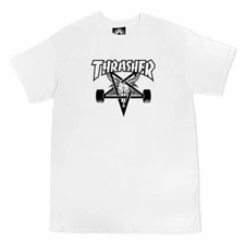 Thrasher Magazine SKATE GOAT LOGO Skateboard T Shirt WHITE