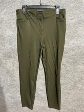 Talbots Skinny Ankle Pants Womens 8 Stretch Flat Front Mid Rise Green