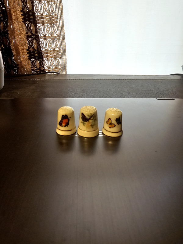 Three Ceramic Butterfly Thimbles