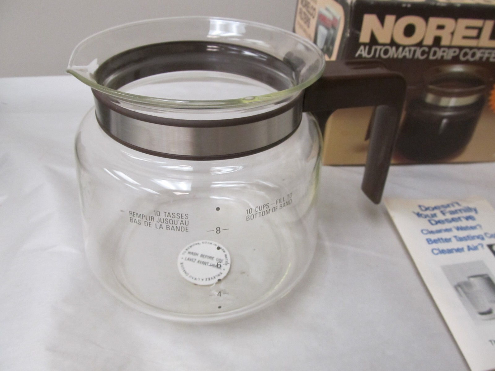 Vintage NORELCO 10 Cup Automatic Coffee Maker Replacement CARAFE NOS