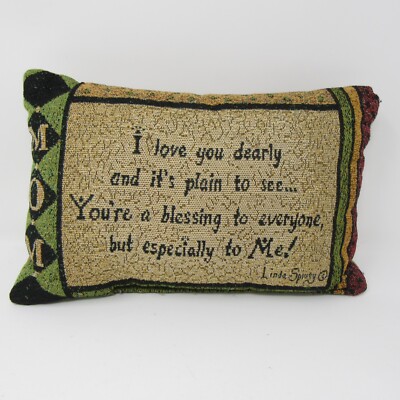 Mom Tapestry Throw Pillow Rectangular 12'' x 8'' I Love You Dearly Linda Spring