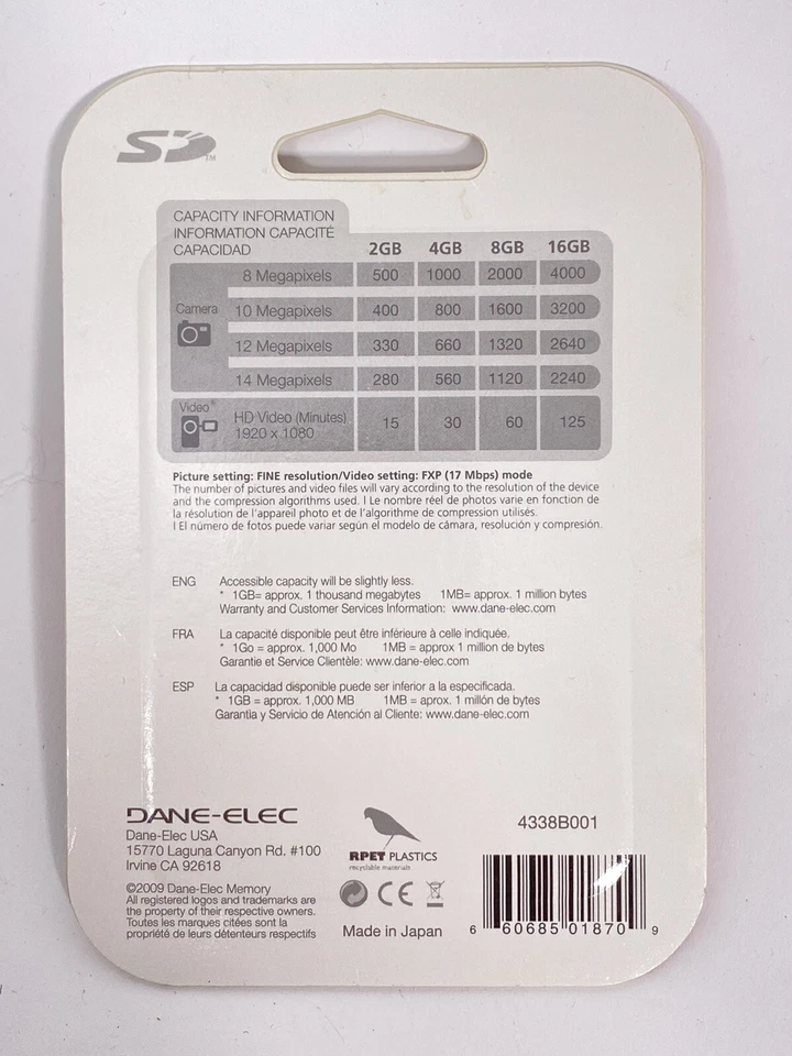 NOS SEALED Dane-Elec 2GB standard SD MEMORY CARD CANON - Image 2 of 3