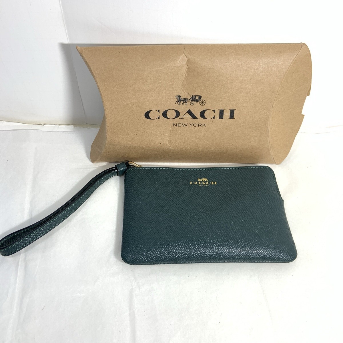 COACH Corner Zip Wristlet Taupe Leather 58032 for sale online | eBay