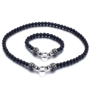 Mens Black Stone Necklace Deals, SAVE 