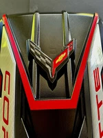 2020/24 CORVETTE C8 ENGINE COVER TORCH RED ARCTIC WHITE CARBON FIBER RAILS NEW! (For: More than one vehicle)