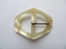 1930s Vintage Carved Celluloid Lt Beige Cream Ladies Belt Buckle-5.5cm x 4.1cm