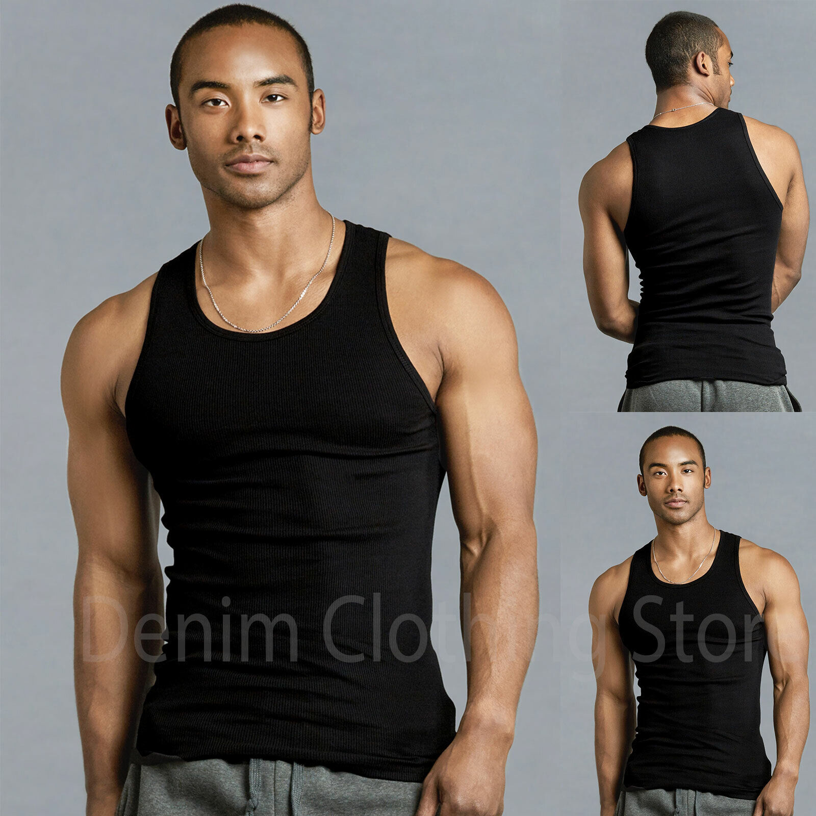 4XL-5XL Men&#039;s 6 Pack Lot Tank Top Cotton Beater Ribbed Undershirt | eBay