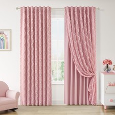 Guken Pink 100 Blackout Double Layer Curtains for Girls Bedroom Kids Room 84...