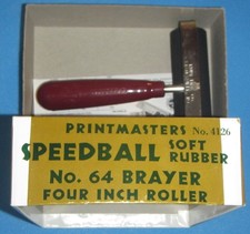 Vintage Soft Rubber Speedball 4 in.Roller PrintMasters 4126 Brayer No. 64/ink