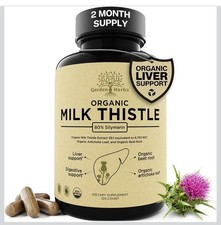 Garden of Herbz Organic Milk Thistle Supplement 80 Silymarin 120 ct - 4/2028