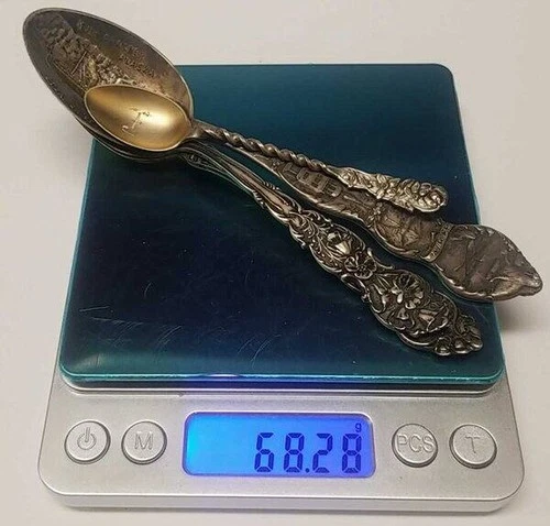 4 Vtg Sterling Silver Spoons Alaska Wallace 68.28 Grams