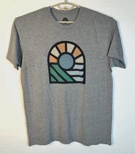 Wohven Size XL Grey Sun Rays Graphic Short Sleeve Crew Neck T Shirt