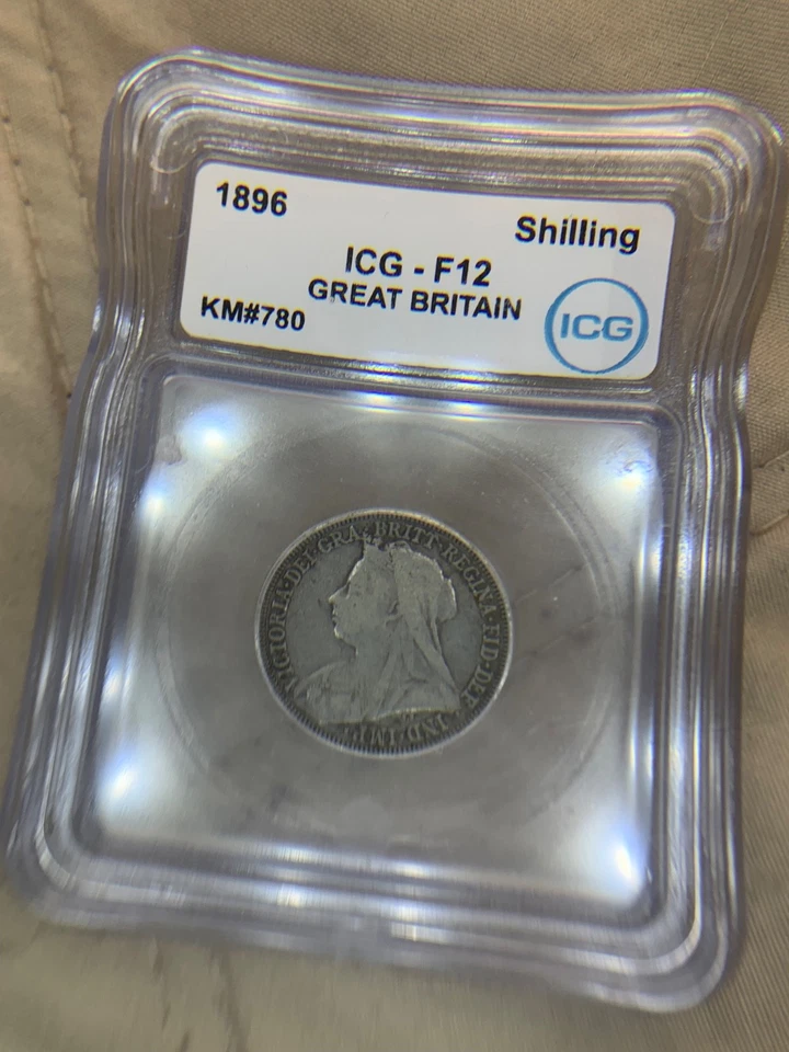 1896 ICG F12 Great Britain Shilling 92.5% Silver (sterling silver) - Image 2 of 4