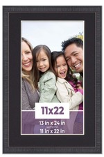 11x22 Frame Mahogany With Black Picture Mat For 11x22 Photo - Mahogany 13x24 Fra