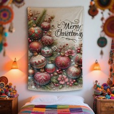 1pc Modern Vertical Christmas Wall Hanging Tapestry - Light Beige-Friendly Light