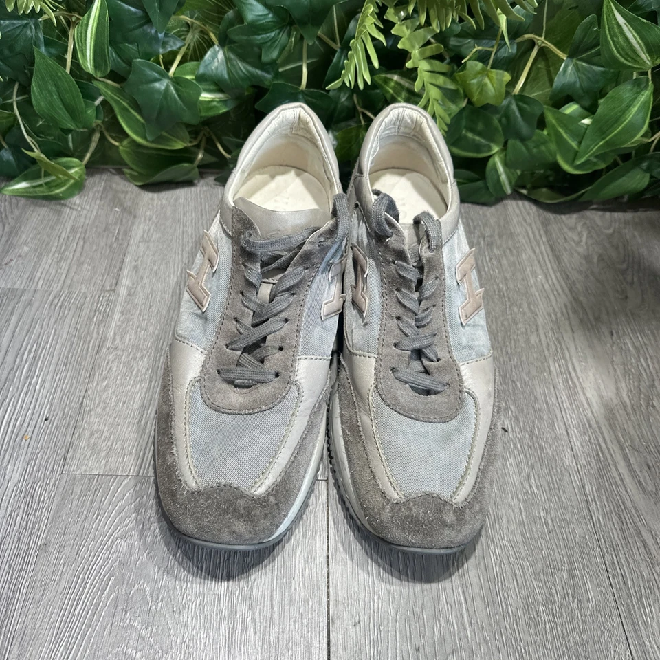 HOGAN Sneakers Women's 7.5 Gray Chunky Suede Leather Low Top - Image 2 of 4