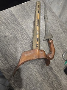 Filipino Sundang Straight Blade Moro Kris Sword 19th C W Scabbard 18 1/4