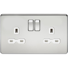 Image of Knightsbridge Screwless Flat Plate 13A 2G DP Switched Socket - Polished Chrome