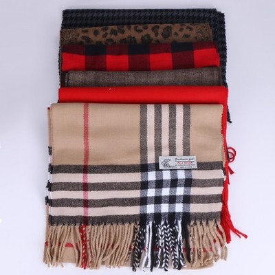 WholeSale for 12 Pcs Winter Plaid Cashmere Feel Scarves for Women Men