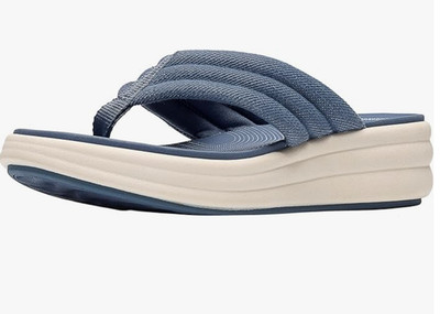 Clarks Women's Drift Carmen Cloudsteppers Flip-Flop, NIB, Blue Grey, Size 9.5