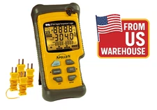 UEi Quad Input Digital Logging Thermometer with K-Type Thermocouples and Display