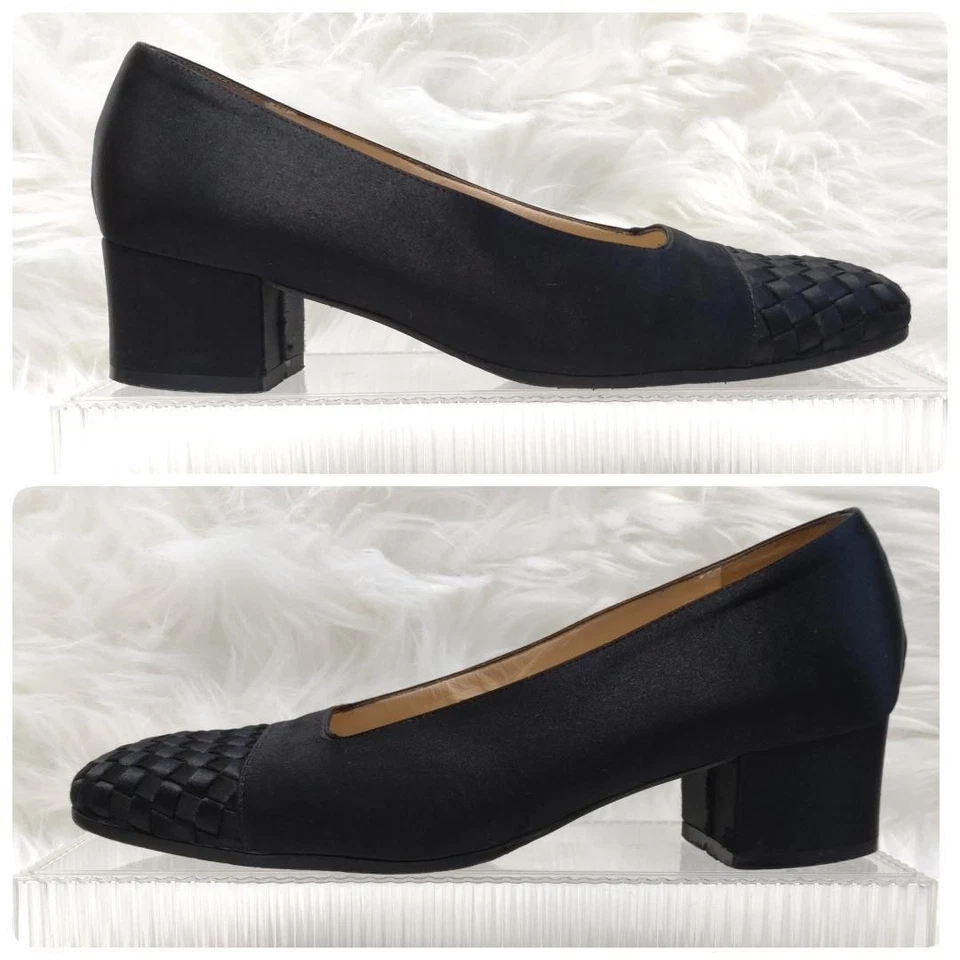 Zapatos de salón Bottega Veneta Intrecciato seda rayón negros talla 22,5 cm EE. UU. 5,5 excelentes Foto 3 de 4