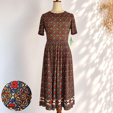 VTG 80s Lapica Ornate Print Dress Womens Size 9 Triacetate Floral Japan Vintage
