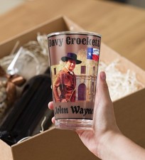 John Wayne Davy Crockett The Alamo New 16oz Pint Glass FAN ART!
