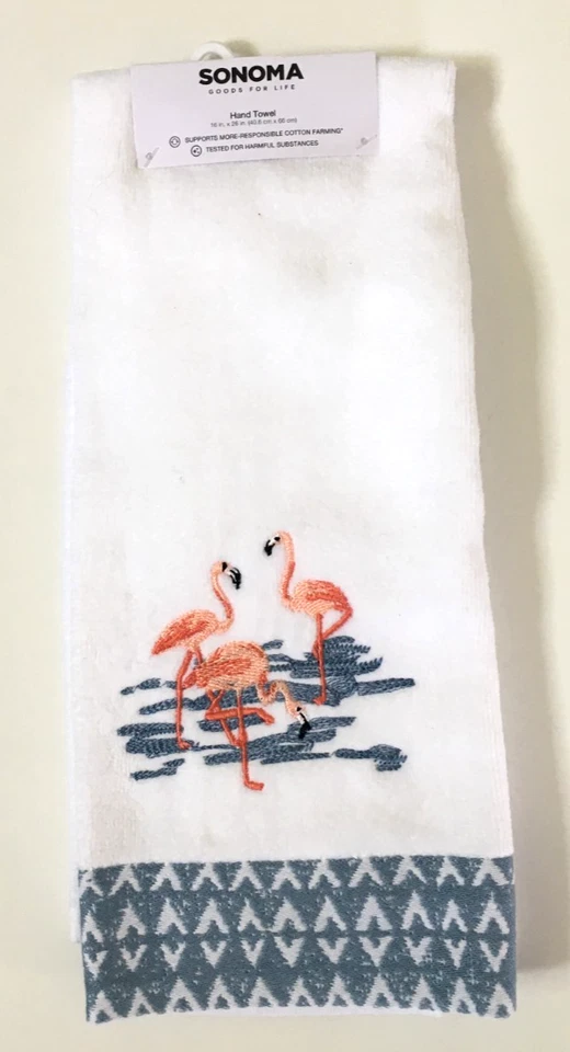 Juego de 2 toallas de mano de baño costeras Sonoma rosa flamenco nuevo con etiquetas nuevas 16" X 26" Foto 2 de 4