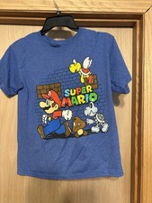 Youth  " Super Mario "  T-Shirt Size youth small Color Blue Nintendo
