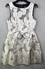 Tahari Arthur Levine Sleeveless Dress Women's Size 8P Floral Metallic