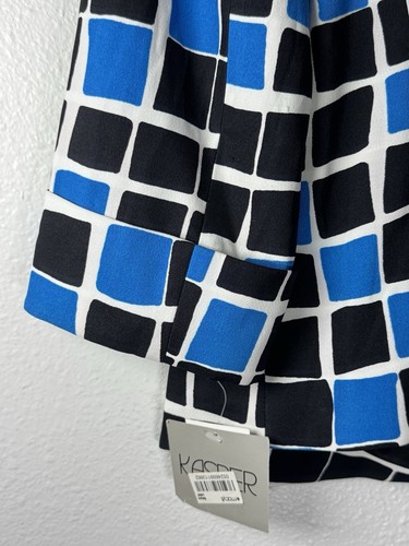 KASPER Womens Open Front Blazer Size 6 Multicolor Blue Black Squares Surf Multi - Picture 7 of 10
