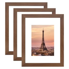 YESKAY 8.5x11 Picture Frame 3 Pack - Brown Photo Poster Wall Display
