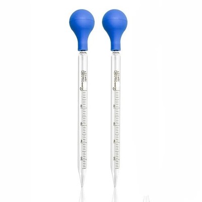 2 Stück 10 ml Glasverlaufspipetten mit 1 Reinigungsbürste Labor Messtropfer