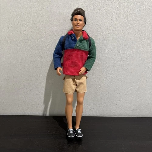 Vintage Brunette Rooted Hair Ken Doll - Mattel 1968 Clothes Backpack Blue Eyes