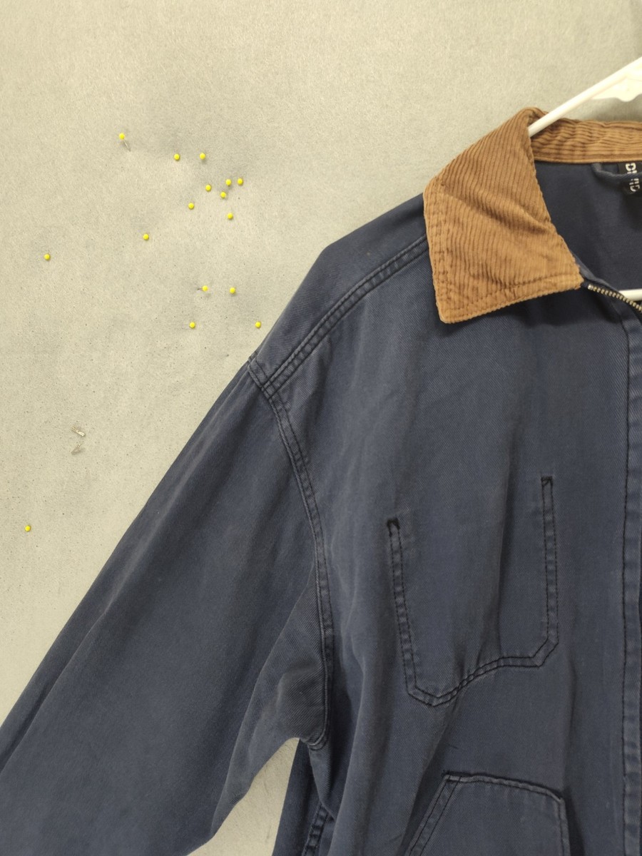 Divided H M Men Jacket Medium Blue 100% Cotton Full Zip Regular Corduroy Collar View 2