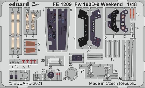 Eduard Accessories FE1209 - 1:48 Fw 190D-9 Weekend 1/48 For Eduard - Neu-image