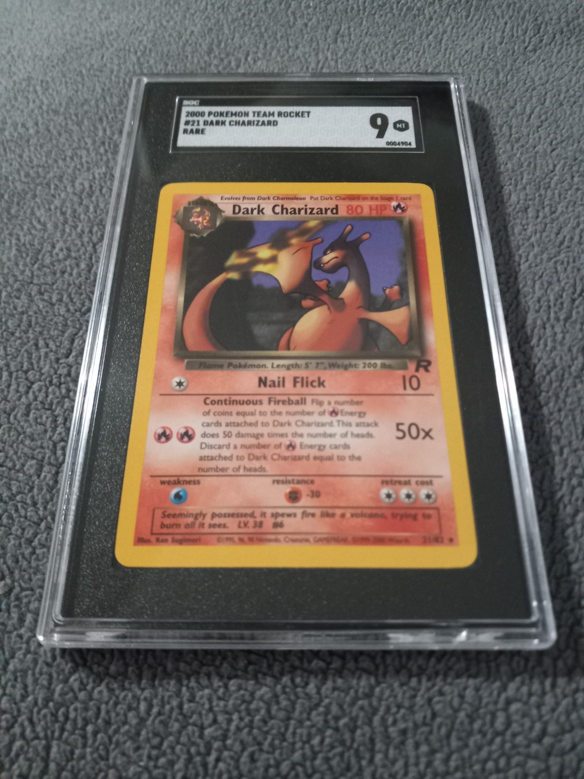 2000 Vintage Pokemon - Dark Charizard #21 Team Rocket 21/82 Rare - SGC 9 Mint view 12